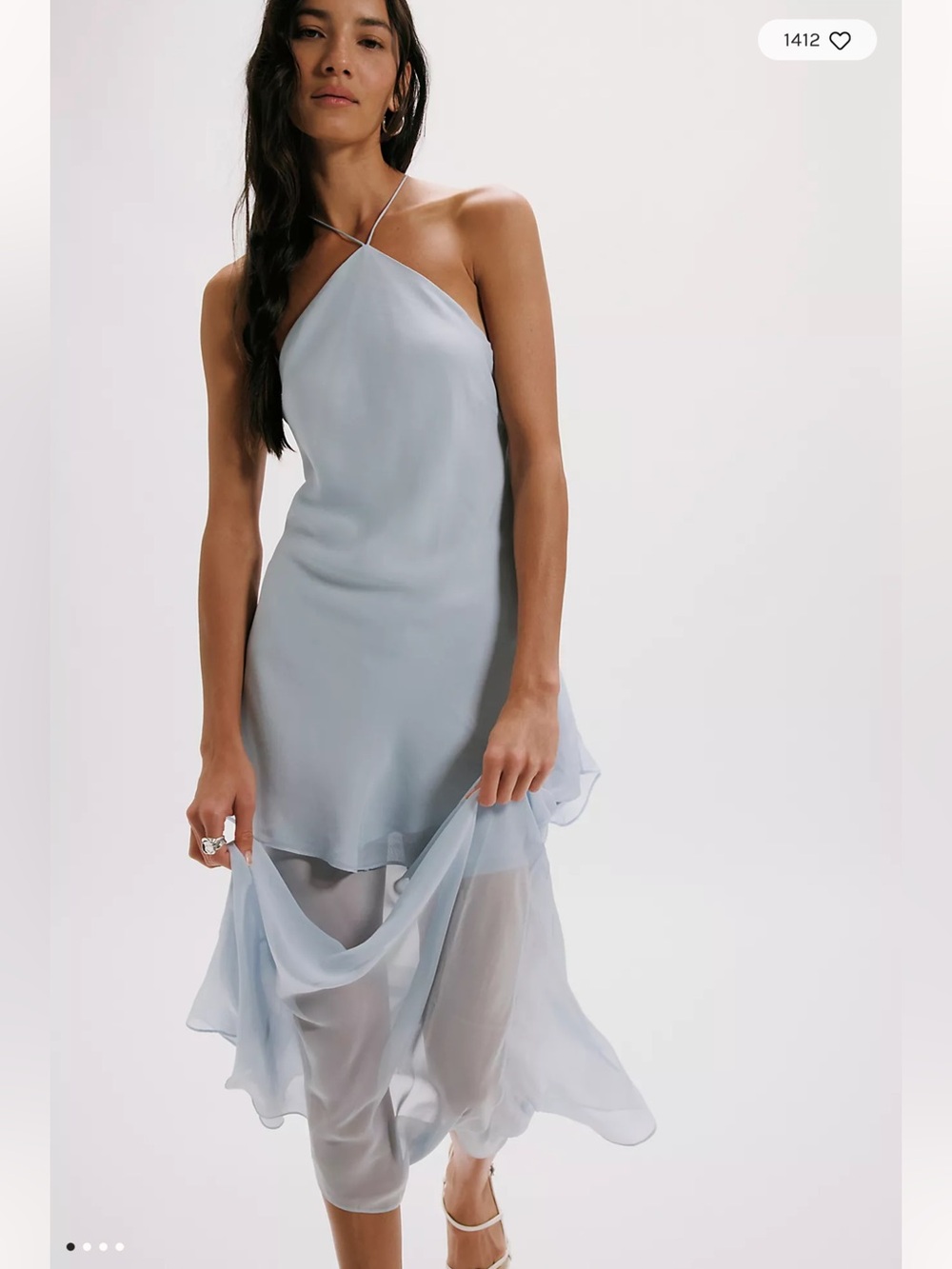 Free People Hansen & Gretel Amaris Halter Sheer Skirt Silk Maxi Dress XL